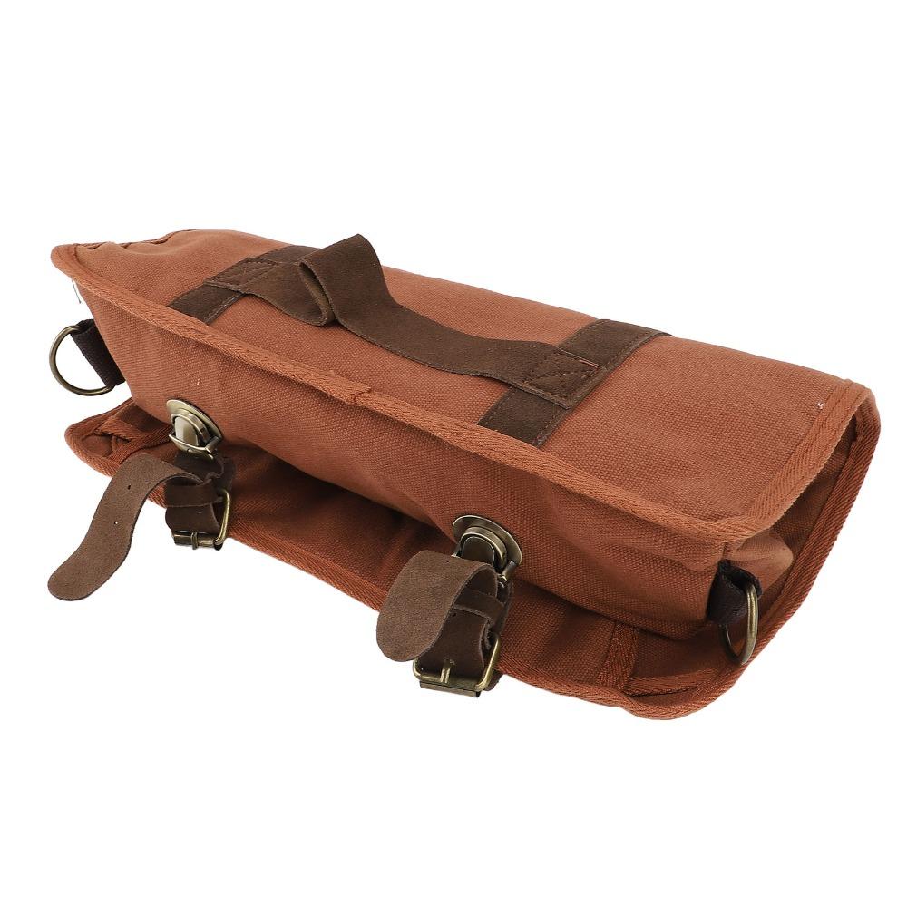 Canvas Leather Bartender Tool Bag Multiple Storage Compartments Roll-Up Design Travel Bartender Kit Bag Adjustable Strap