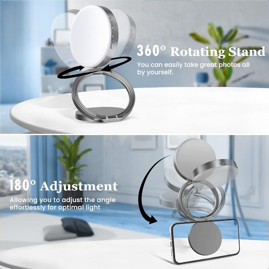 Magnetic Selfie LightPortable Selfie Ring Light for Phone iPhone LED Fill Light for Photography Video Makeup TikTok Vlog A1 Gre