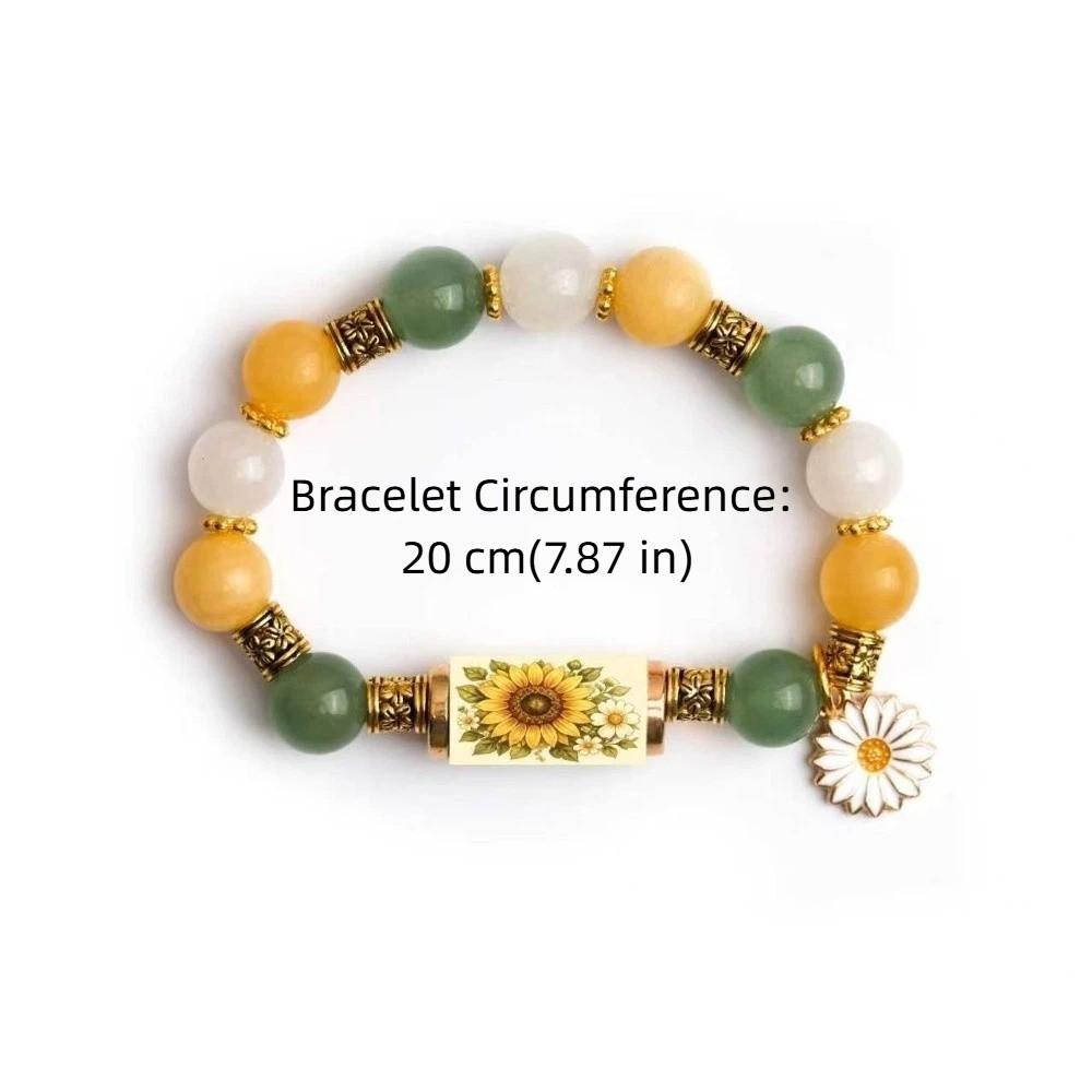 Stainless Steel Beaded Stretch Bracelet Sunflower Bee Pendant Hand Chain Charm Bracelet Garden