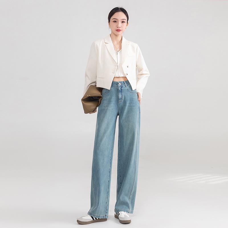 

Spring/Summer 2025 Women s Retro Slimming Petite Jeans with Real Pockets and Seamless Comfort M