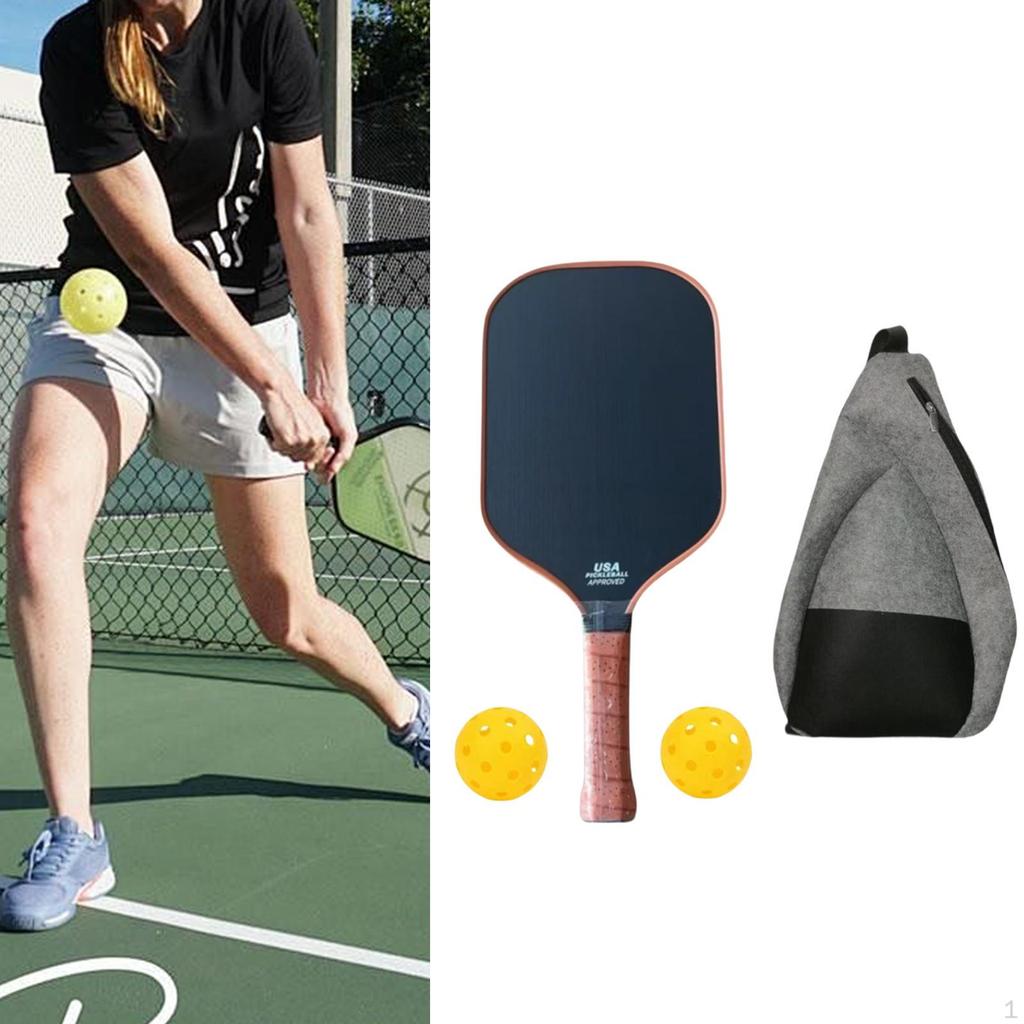 Carbon Fiber Pickleballs Paddle Set with Two Balls for Balance Rotation Without Bag