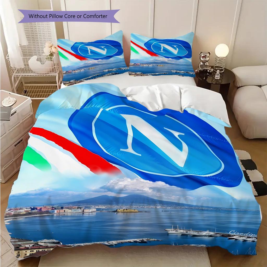 Set Copripiumino Trapuntato con Fantasia SSC Napoli Federa Decorazione per la Casa Regalo di Compleanno (1 * copripiumino + 2 * federa, senza nucleo)