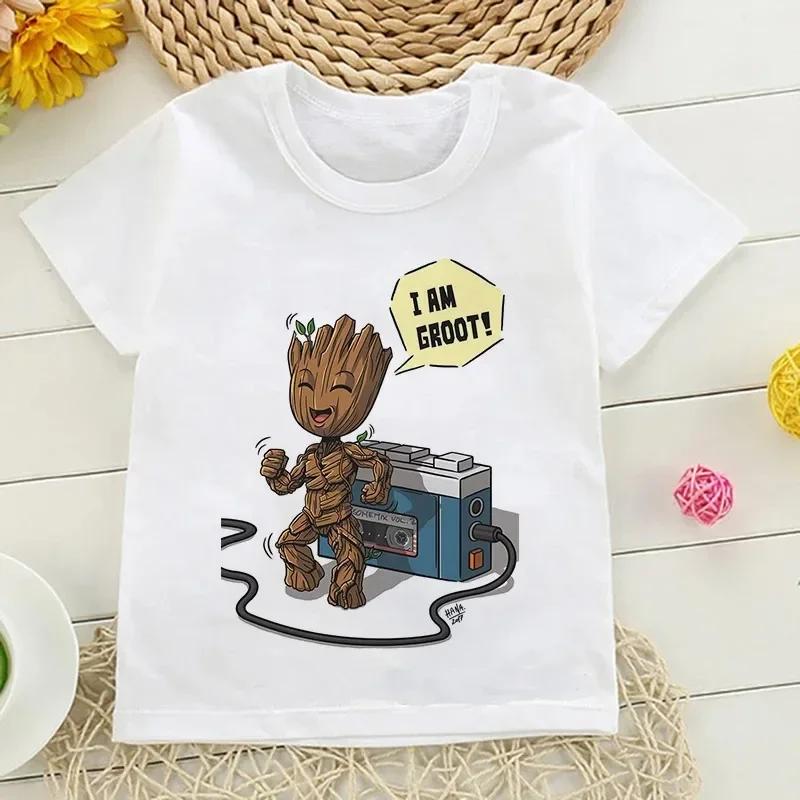 Children Shirt Kids I Am Groot Bady Anime Groot Movie Tops Cute T Shirt Harajuku Graphic Boys Girls Tee Baby Cotton Short Sleeve