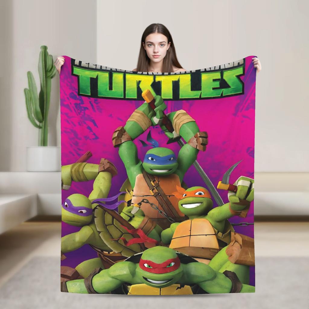 Soft Blankets Camping TMNT Game  Throw Blanket  Flannel Bedspread For Couch Chair Sofa Bed Street Trend Sofa Bed Cover