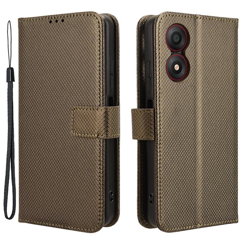 For ZTE Blade A34 Leather Case Wallet Phone Cover Diamond Texture
