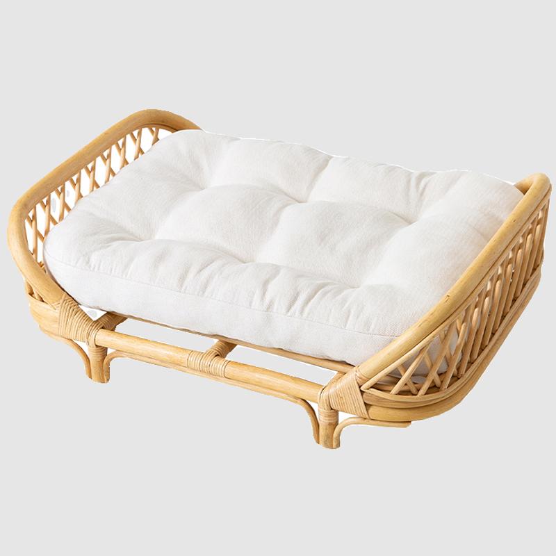 Woven Rattan Dog Bed All-Season Pet Bed for Small and Medium Dogs Handmade Cat and Dog House Durable Pet Furniture for Indoor