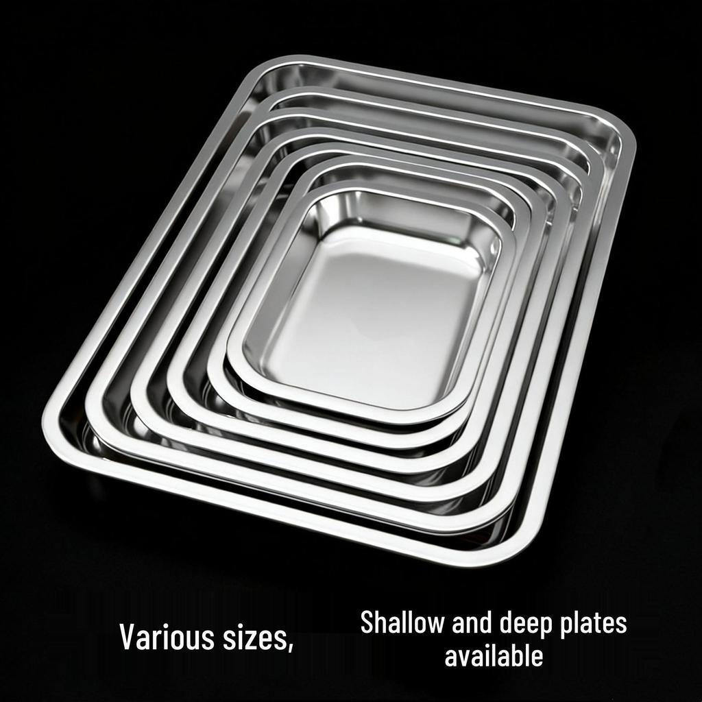 316 Food-Grade Stainless Steel Multi-Functional Rectangular Plate, Tray, and Dish.