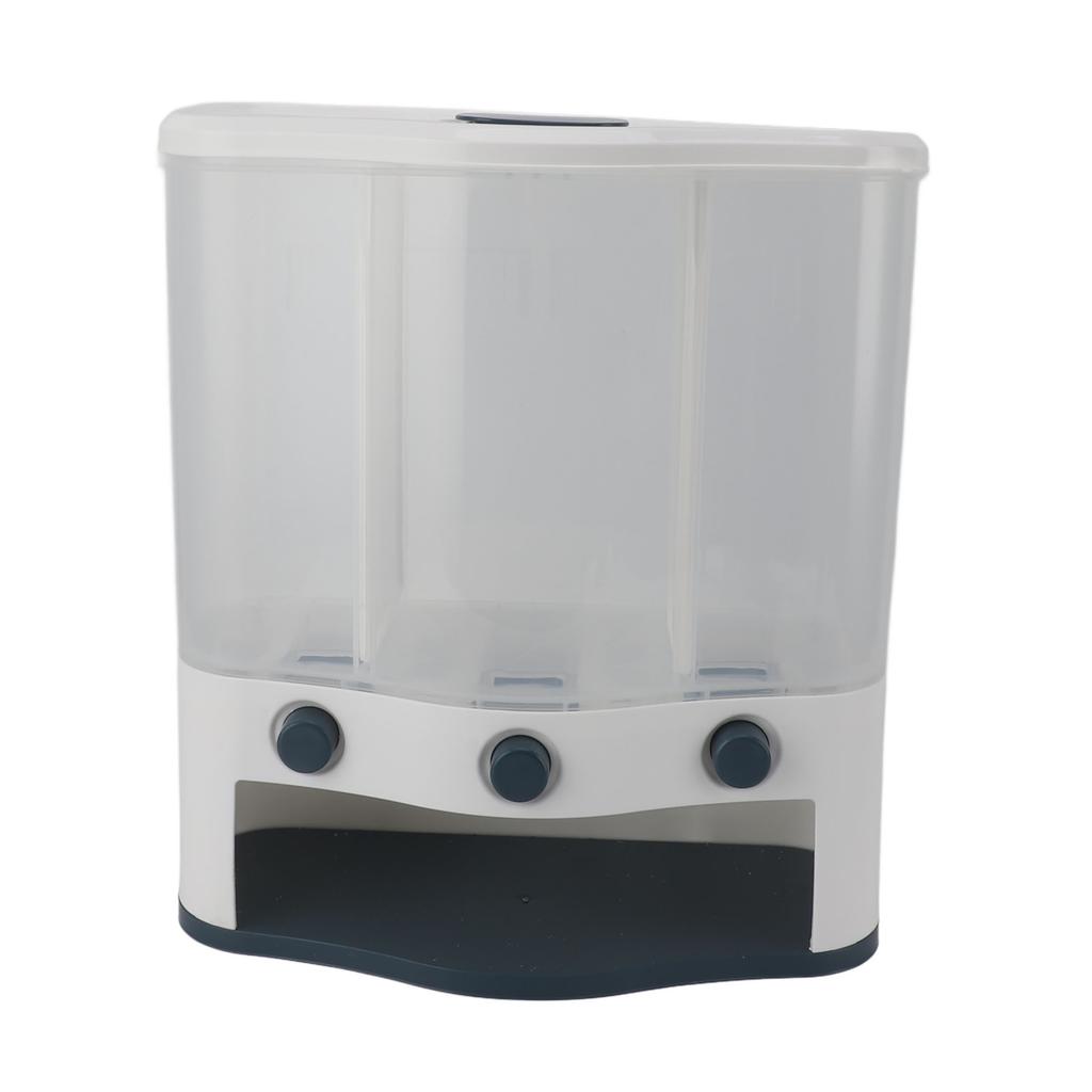 3 Fächer Getreidespender Luftdichter Aufbewahrungsbehälter für Trockenfutter Wandmontierter Behälter zur Aufbewahrung von Getreide Blau