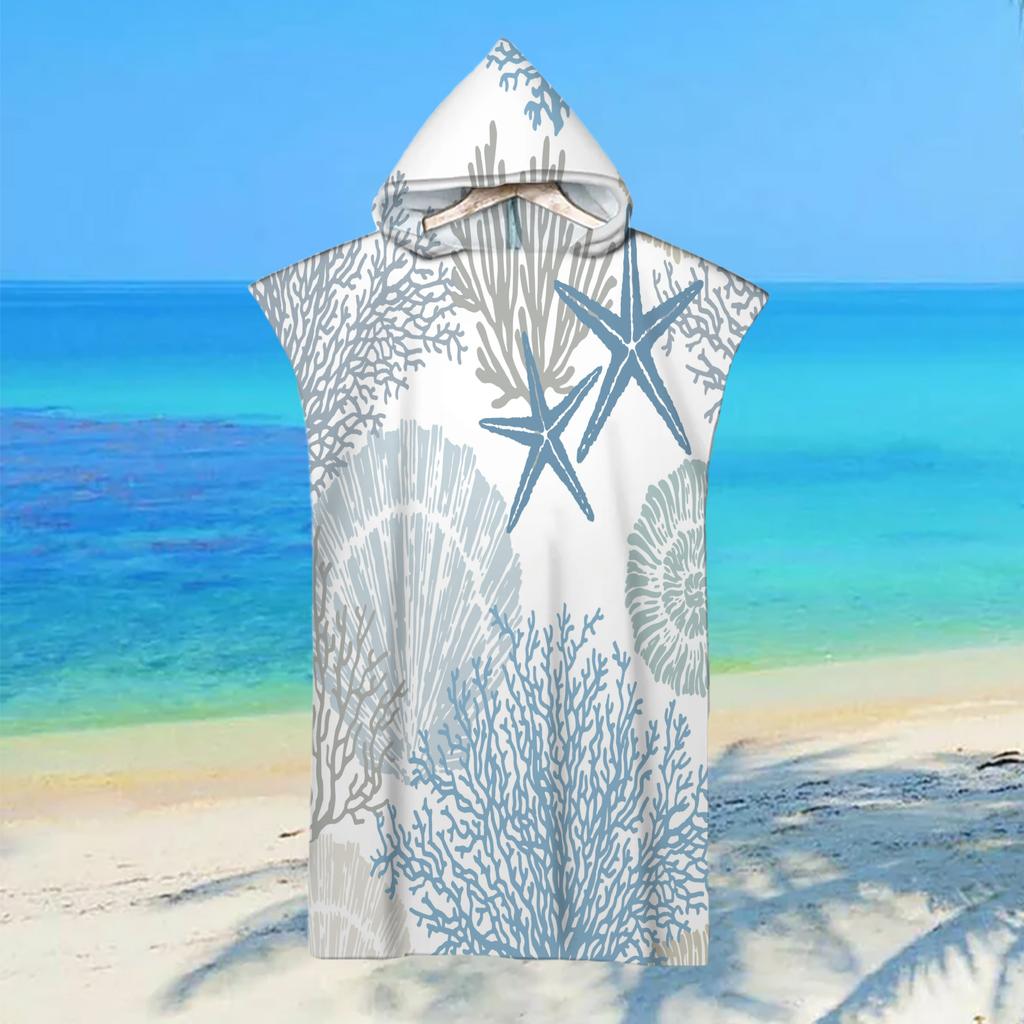 Adult Kids Beach Towel Quick Dry Hooded Cloak Children Women Large Bath Towels Sand Free Poncho Bathrobe For Summer Swim Surf