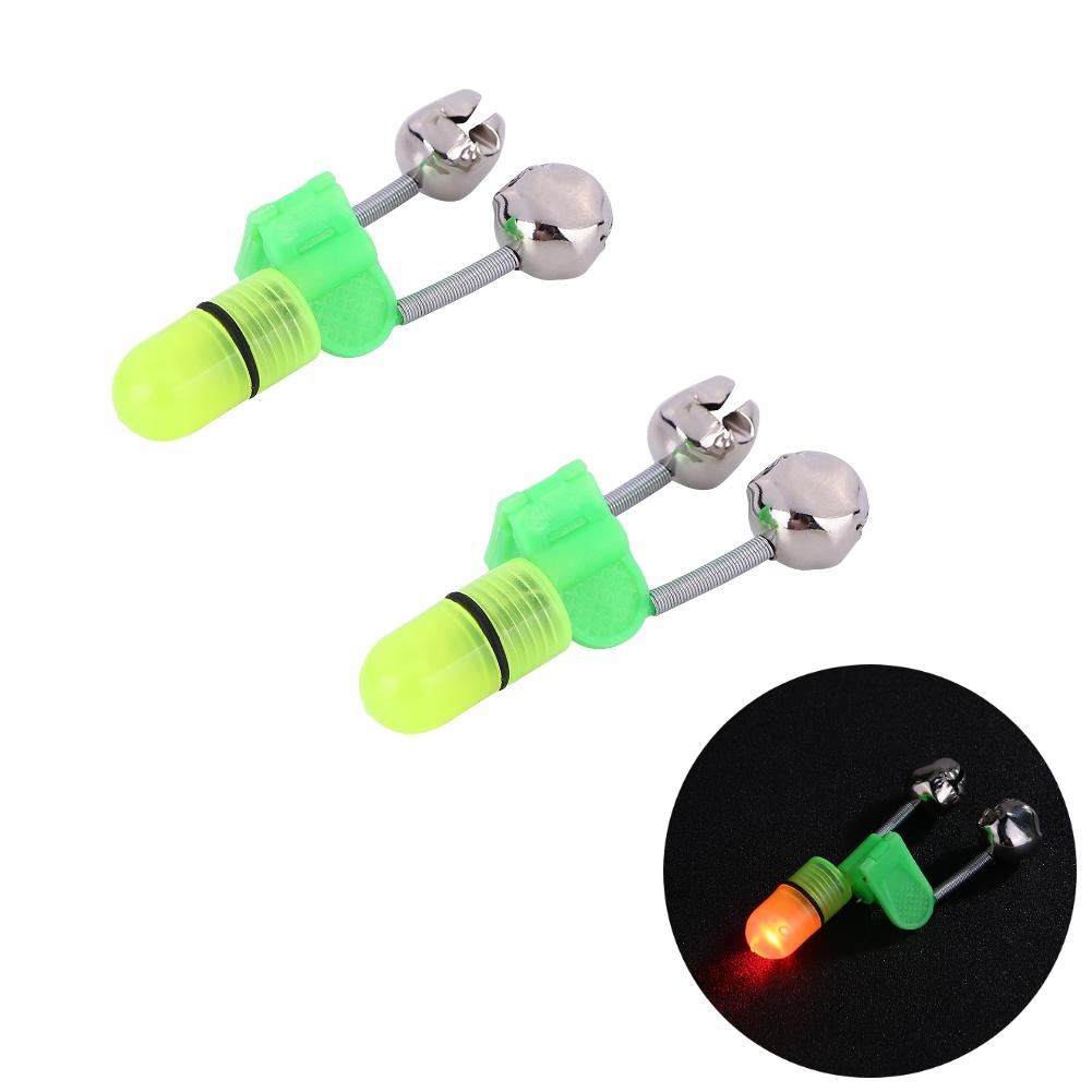 1-10pcs Night Fishing Rod Bite Bait Alarm Light with Twin Bells Ring Fishing Bite Alarm Indicator Carp Fishing Accessories