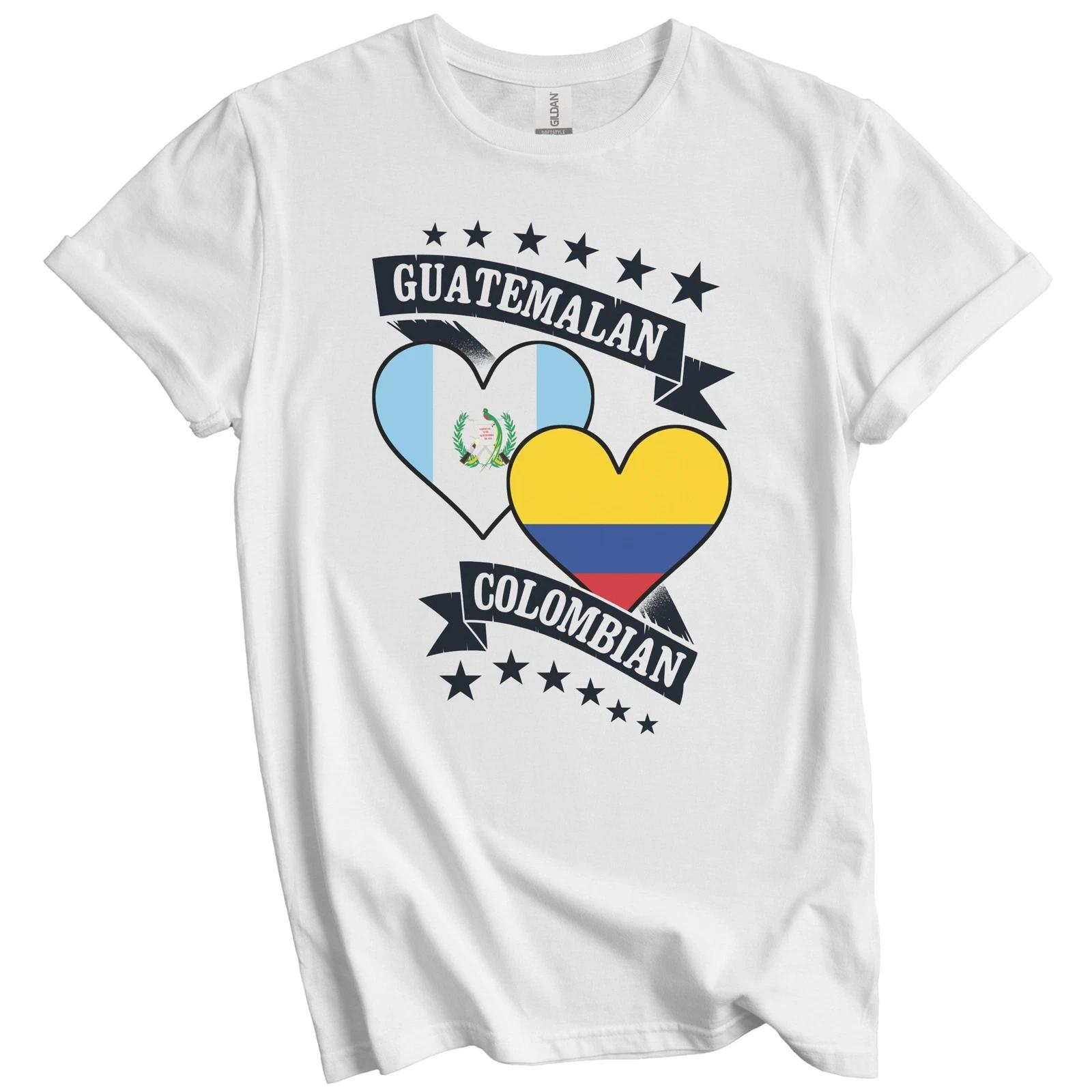Guatemalan Colombian Heart Flags Guatemala Colombia T-Shirt L