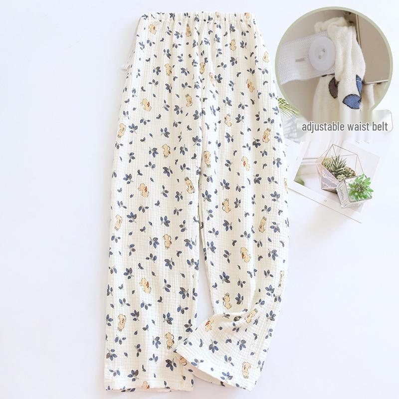Baumwoll-Musselin Umstandspyjama-Set - Frühling/Herbst Stillnachthemd mit Hose