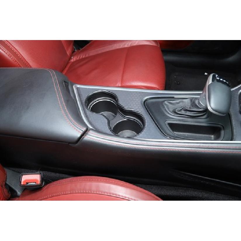 Kohlefaser Front-Gangschaltungs-Becherhalter-Rahmenring-Zierleiste für Dodge Challenger 2015-23