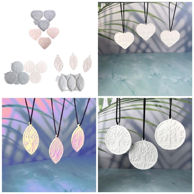 Silicone Mould Keyring Mold DIYs Keychain Casting Mould Round Life Tree Mould