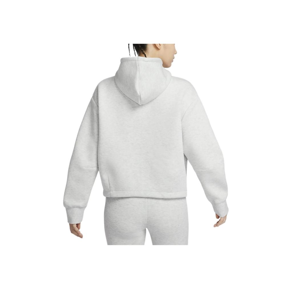 Nike Ropa Deportiva Tech Fleece Sudadera con Capucha Estampado Bordado de Logo Oversize para Mujer Gris Claro FV6323-013