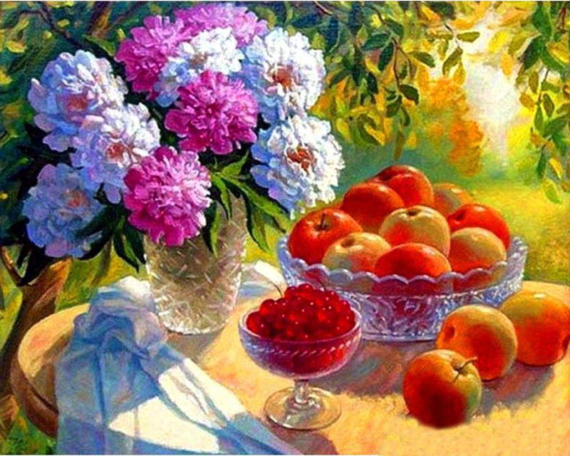 Diamond Painting Fruit Full Square Round Drill Diamond Embroidery Apple Mosaic Needlework Art Home Decoration