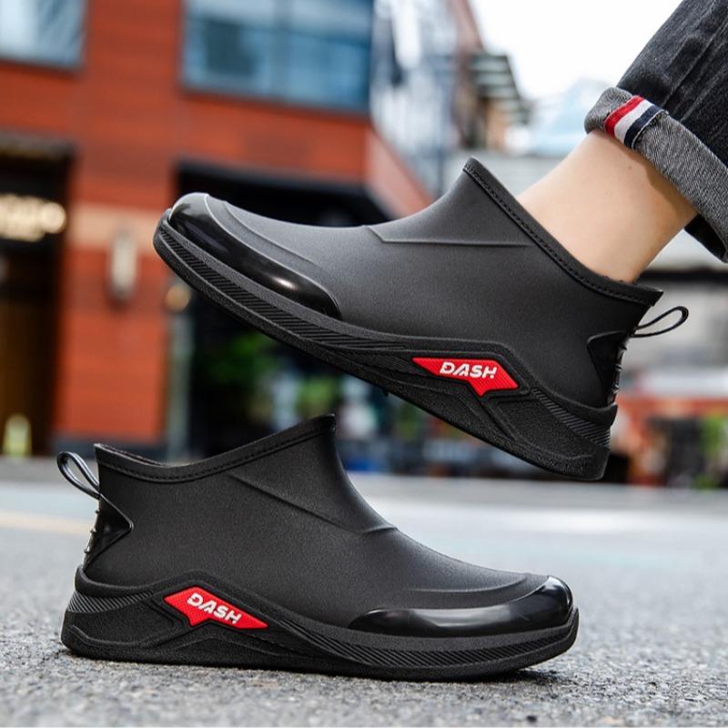 Men's Rain Boots Fashion Rubber Galoshes Outdoor Waterproof Fishing Shoes Non-Slip Rubber Shoes for Men Winter Cotton Rain Shoes