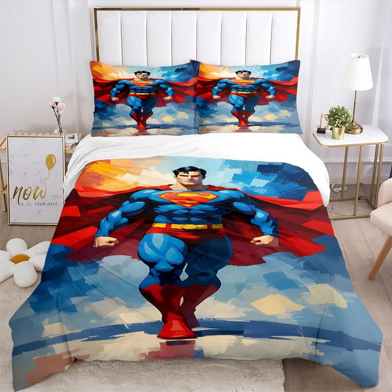 3pcs Superman Cover Set,Soft Comfortable Duvet Cover,Guest Room (1*Duvet Cover + 2*Pillowcases, Without Core) yy251024177