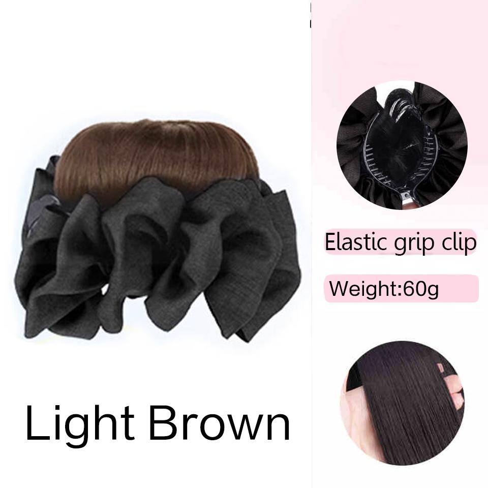 Synthetic Bow Hair Clip Chignon Messy Bun Claw Clip in Hair Piece Wavy Curly Hair Bun Ponytail Extensions Scrunchie Hairpieces for Women