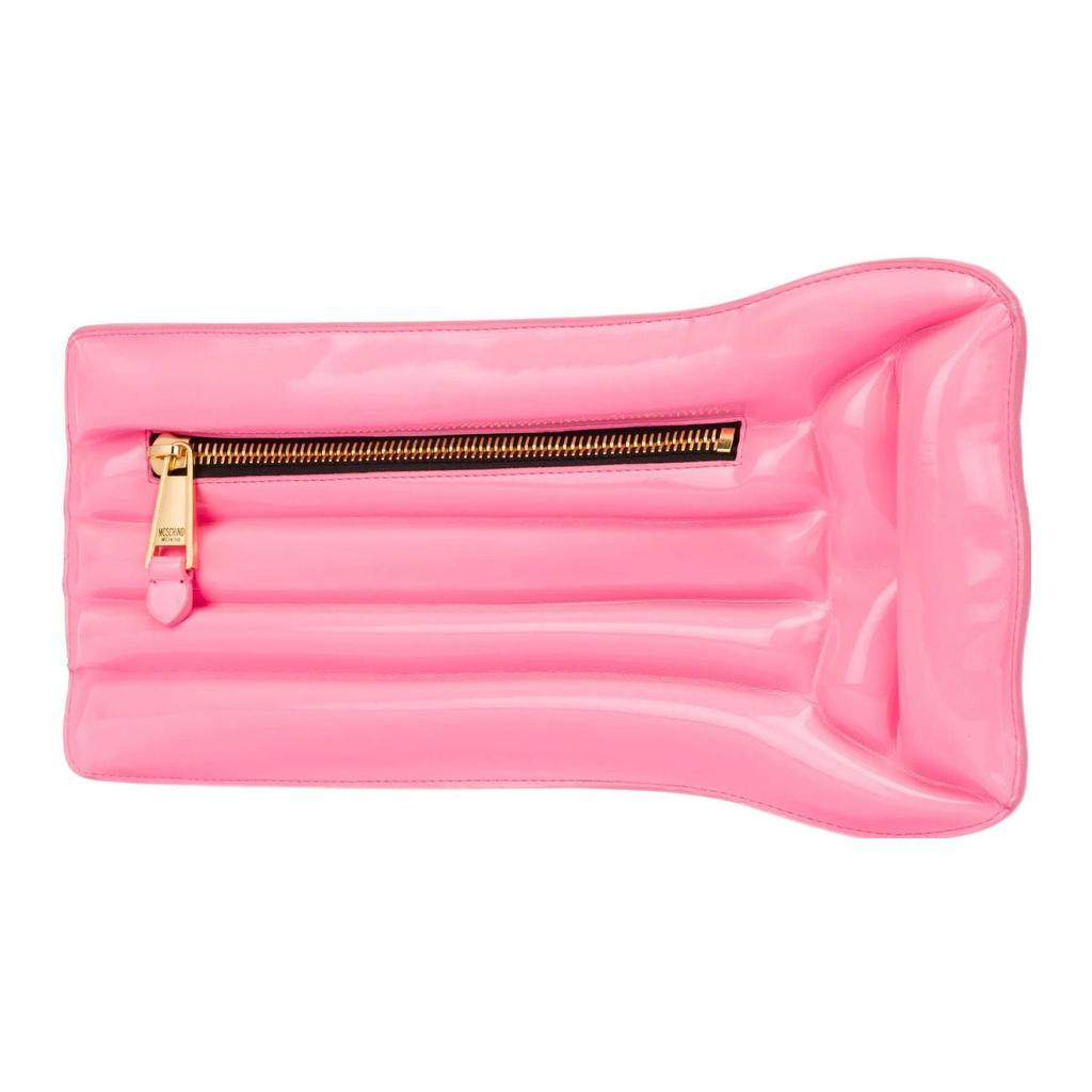 Moschino Inflatable Mattress Shaped Patent Effect Logo Print PU Clutch Women clutch Pink A73108206-2206