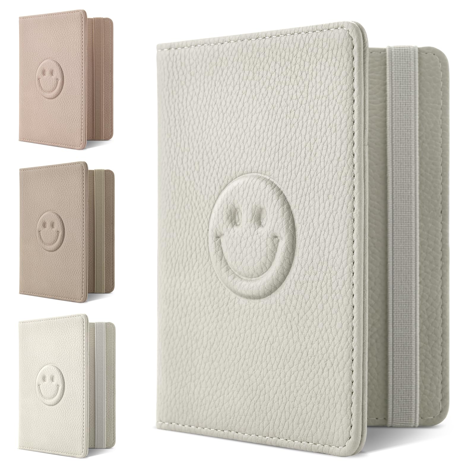 

Passport Cute Passport Smiling Face Synthetic Passport Card Popular Airline Ticket Commuter Pass Ticket Business Travel Convenient Gray [Ganve] Case,