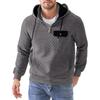 Men's Solid Color Plaid Hooded Sweatshirt Men's Casual Pocket Half Zipper Hooded Sweatshirt