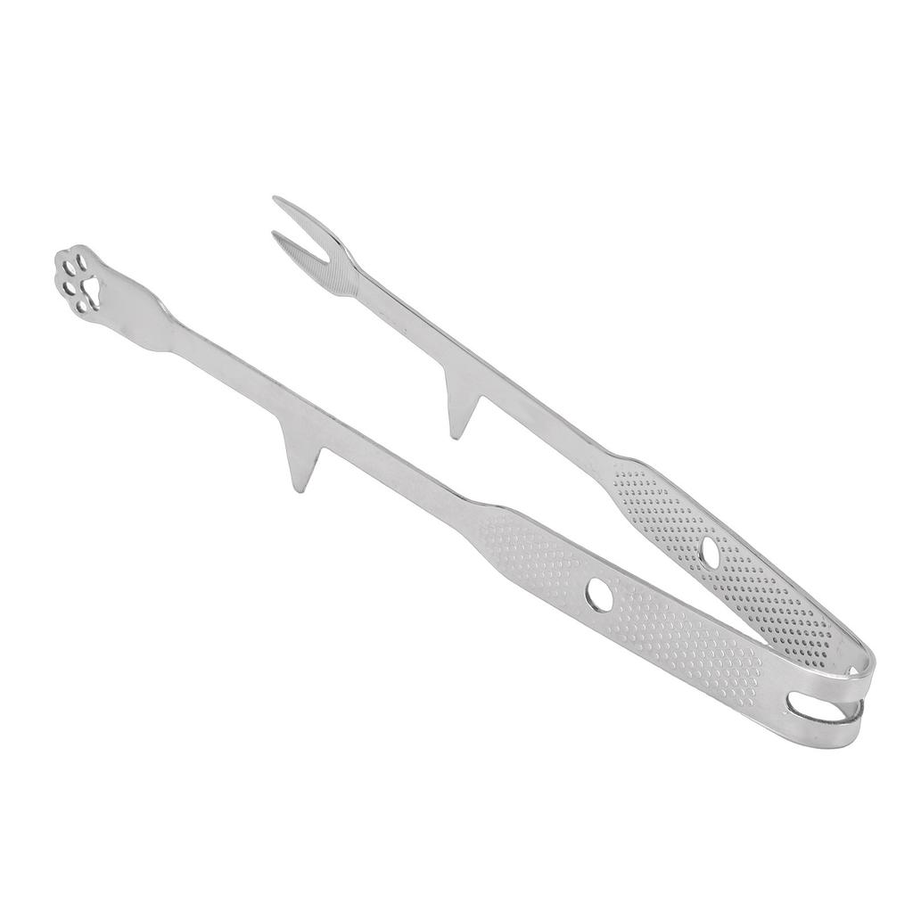 Kitchen Tong with Tip 316 Stainless Steel Anti Slip BBQ Grill Tong with Fork for Steak Meat Vegetables Cooking Serving