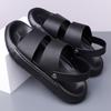 Fashion Solid Color Leather Sandals for Men 2025 Summer New Designer Outwear Casual Beach Shoes Male Dual-use Platform Slipper Shoe Man