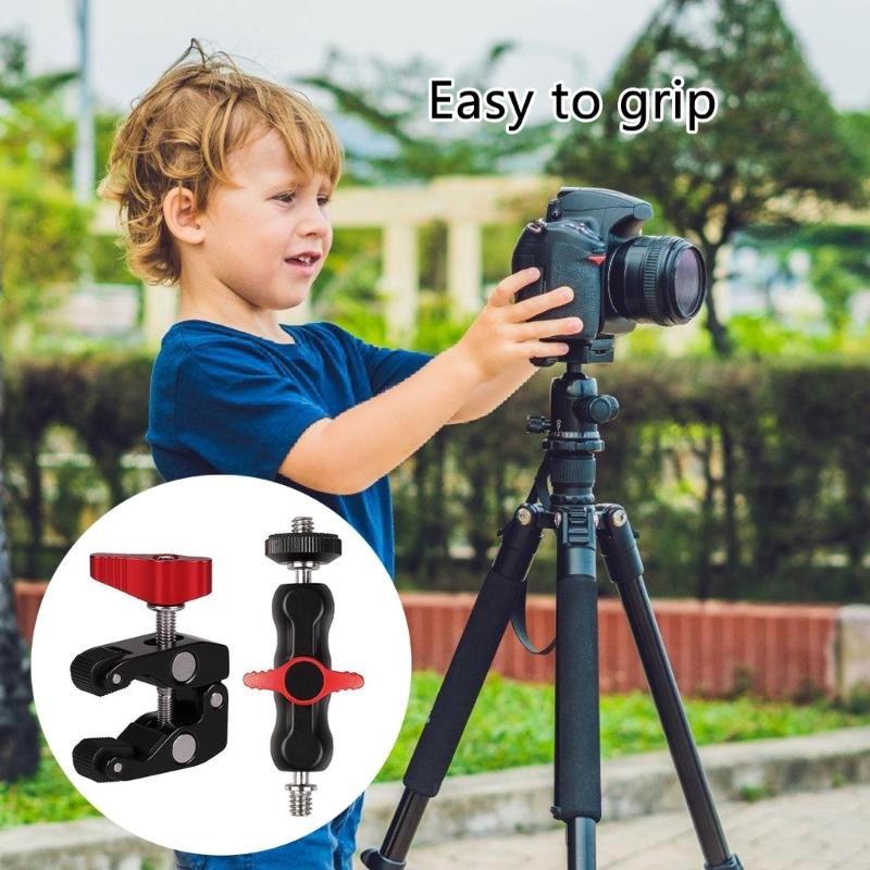 Super Clamp Camera Clamp Mount Monitors 360 Ballhead Magics Arm Double Ballhead Adapter for DSLR Camera/LED Lights
