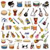 50pcs Cartoon Musical Instruments Stickers Graffiti for Phone Laptop Guitar Helmet Travel Luggage Skateboard DIY Decals