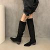 Pile Boots Vintage Suede Khaki Boots Over Knee Boots Women's Boots French Autumn Skinny Boots Thick Heel High Boots