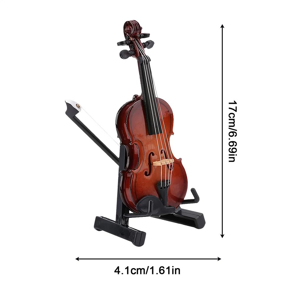 7cm 13cm 17cm Mini Geigenfigur Modell mit Ständer Miniatur Geige Sammlerstück Holz Ausstellungsstück Schreibtisch Ornament für Wohnzimmer