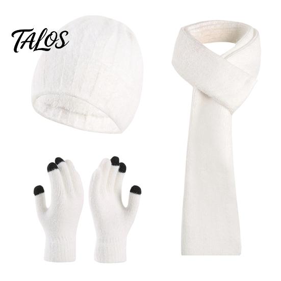 Matching Scarf And Touch Screen Gloves Set Winter Hat for Women, Warm Knitted Hat, Holiday Gift Friends Family Gloves, 71 Inch Scarf, Cozy Knit