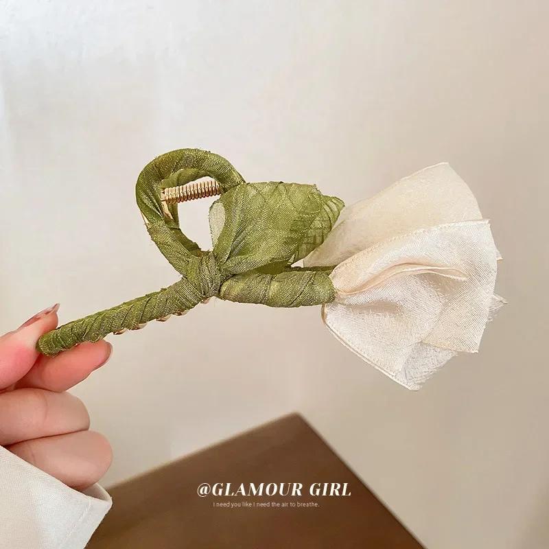 Hair Claw Fashion Hair Crabs Hair Accessory Tulip Tulle Ponytail Hairpin For Formal Beauty Routine Daily Wear