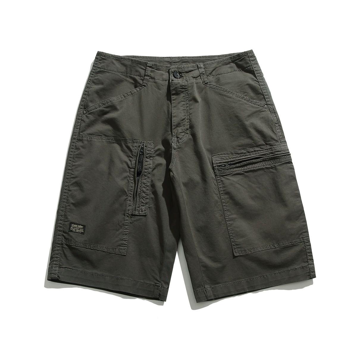 

Summer Men s Loose Straight Leg Workwear Shorts with Multiple Pockets, Solid Color Five Quarter Shorts, Casual Men s Plus Size Shorts 38 сірий