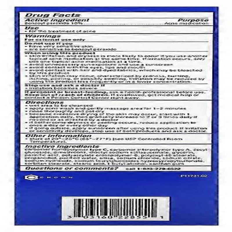 Akne Schäumende Waschlotion 10% Benzoylperoxid 156g Maximale Stärke Gesichts- und Körperreiniger zur Aknevorbeugung