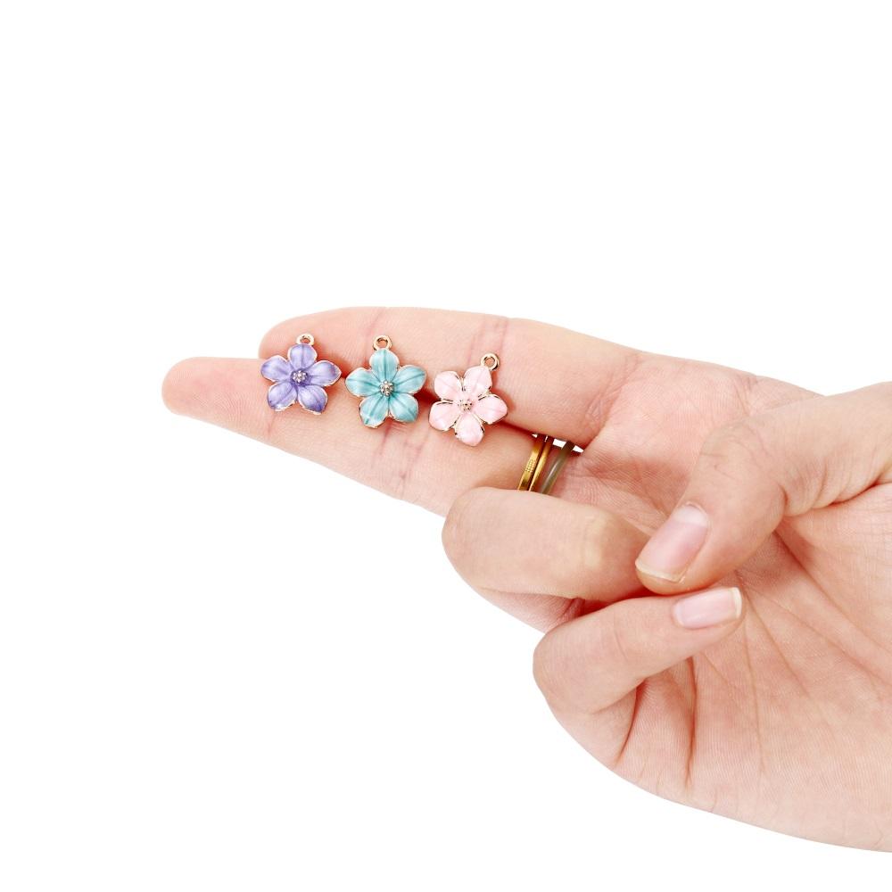 10pcs/bag Colorful Flower Heart Charms Pendants Enamel Metal Necklace Bracelet Charm For DIY Jewelry Making Supplies Accessories