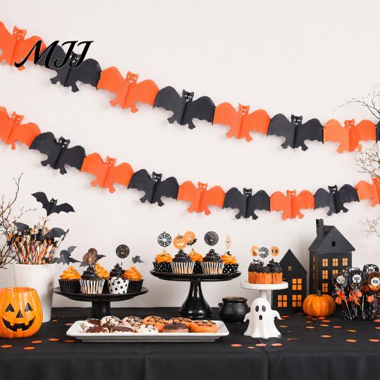 Outdoor Halloween Decor 5 Pcs 10FT Banner, Spooky Spider Bat Skull Ghost Indoor Party Supplies Pumpkin Hanging Bunting Garland for Party, Wall, Mantle
