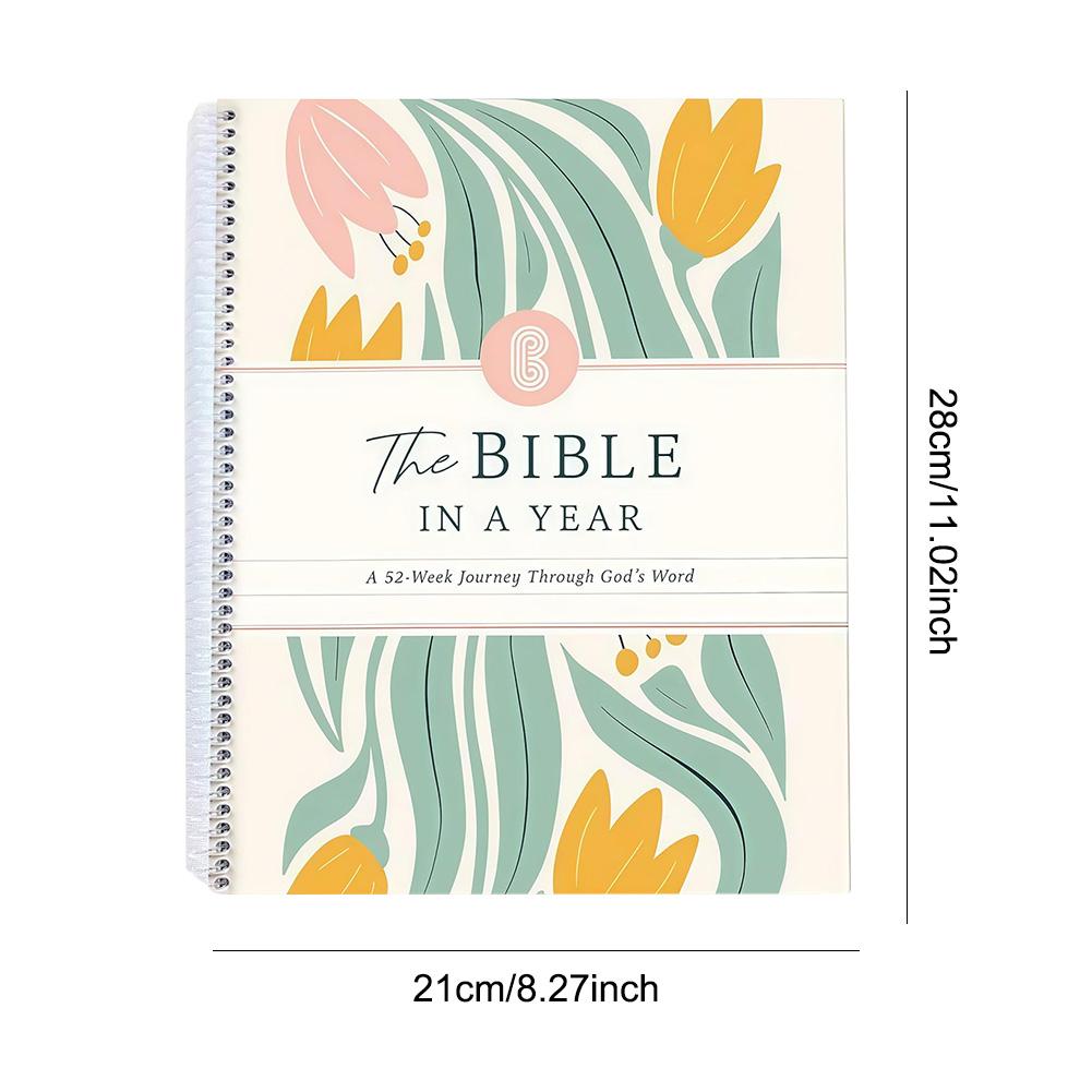 New The Bible In A Year: A 52-Week Study Through Gods Word - Spiral Bible Study Guide 52-Week Womens Bible Study Plan Notebook