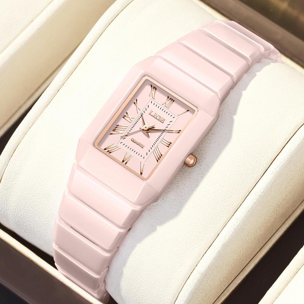 LIGE Fashion Women's Watch Simple Casual Ceramic Waterproof Quartz Watch Women Gift