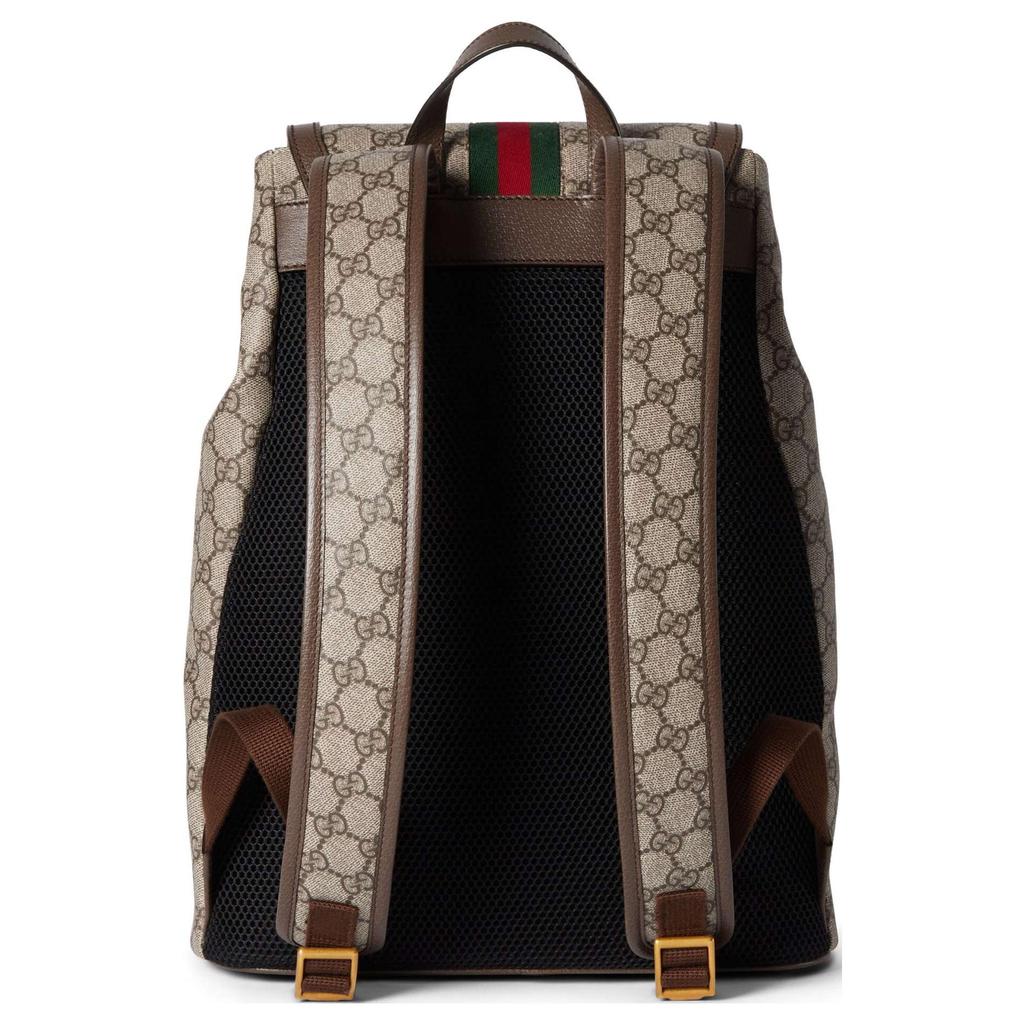 Gucci Ophidia Gold Tone Accessories Double G Logo Canvas And Leather Trimmed Backpack Small Men Backpack Brown 792114-FADMF-9794