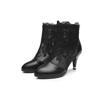 Fashion Genuine Leather High Heels Mesh Boots Woman Fashion Sandals Botas Women Summer Heels Pointed Toe Shoes for Female Black White