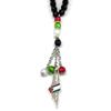 Palestine Map Flag Arabic Letter Car Pendant for Women Men Stainless Steel Silver Color Country Colorful Prayer Beads Jewelry