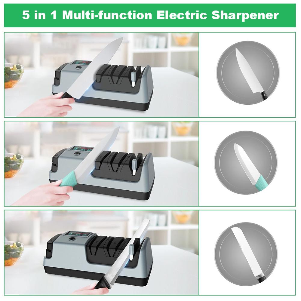 4-in-1 Electric Knife Sharpener with Adjustable Digital Display for Straight/Serrated Knives Ceramic Knives & Scissors