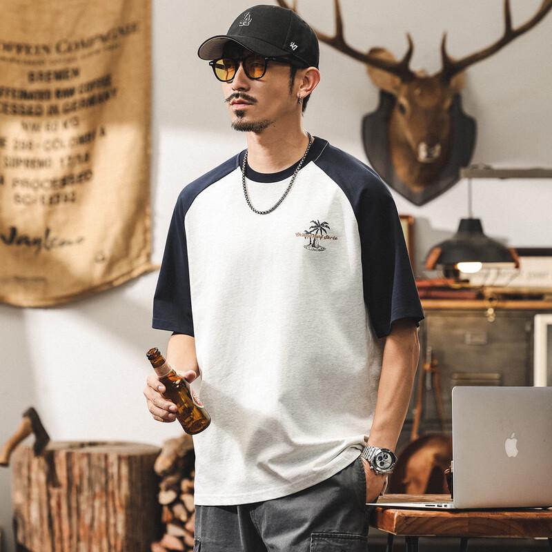 

Men s 100% Cotton Loose Fit Raglan Short Sleeve T-Shirt L
