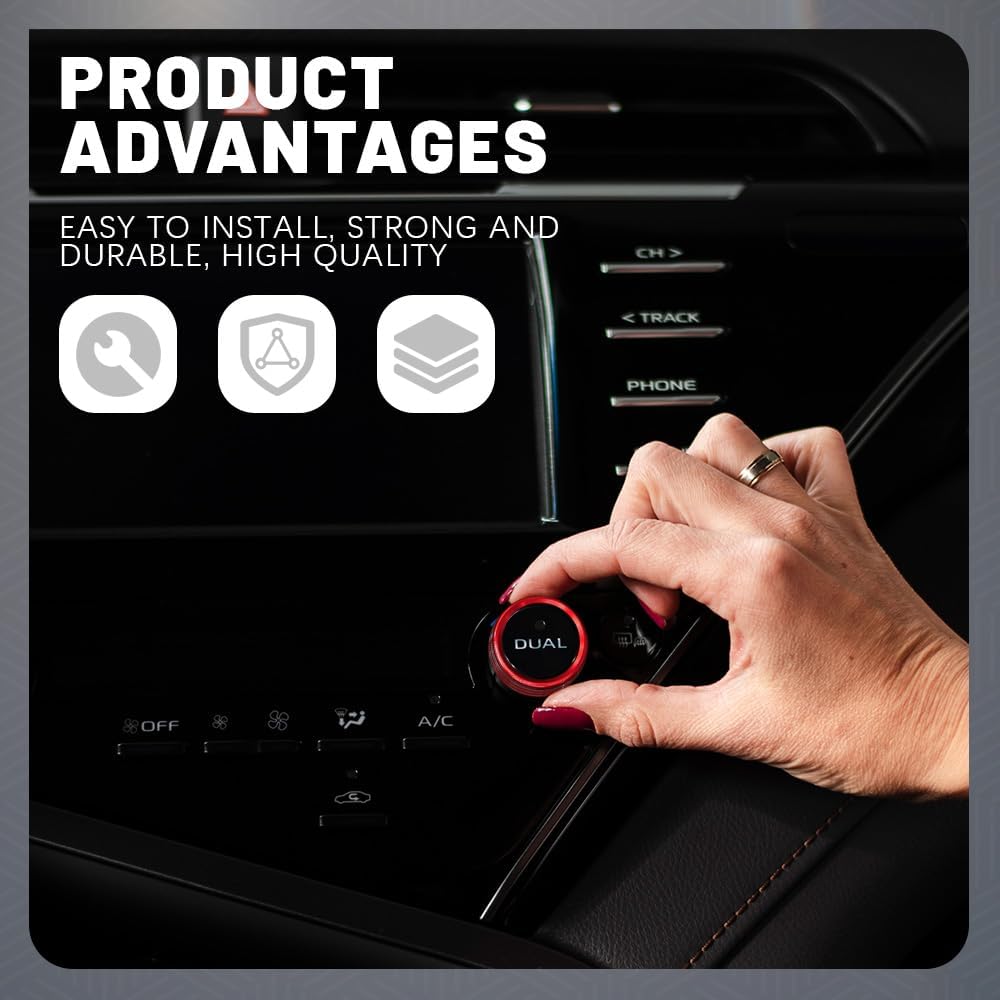 3PCS Air Conditioner Switch Button Knob Cover, Aluminum Alloy Knob Ring Trim Cover, Climate Control Knob Covers, Auto Accessories Compatible With