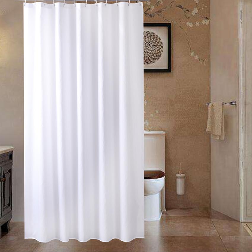Solid Color Curtain Waterproof  Bath Shower Polyester Modern Curtains for Bathroom Bathtub Bathing Cover Large Wide 12pcs Hooks