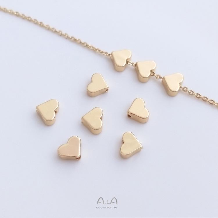 14K Gold-Filled Heart-Shaped Spacer Beads, Color-Preserving, Perfect for DIY Jewelry and Charms