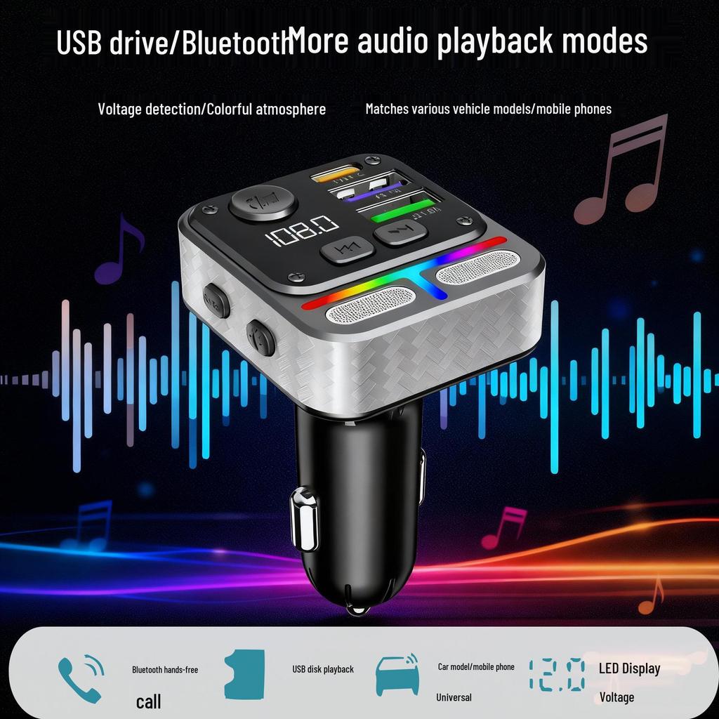 Multi-Function FM Car Charger & MP3 Player with Fast Charging & U Disk Compatibility