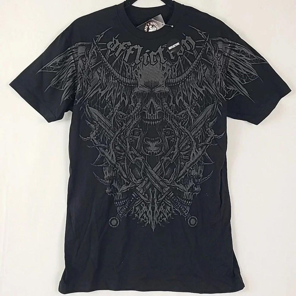 

New men s summer European and American Gothic skull letter print soft and breathable round neck T-shirt outdoor street top 6XL
